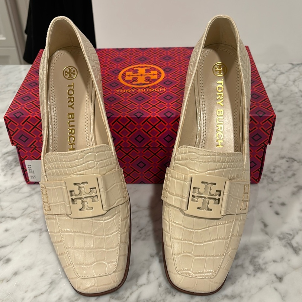 Tory Burch Georgia Loafer Cream Soft Crocodile Emboss